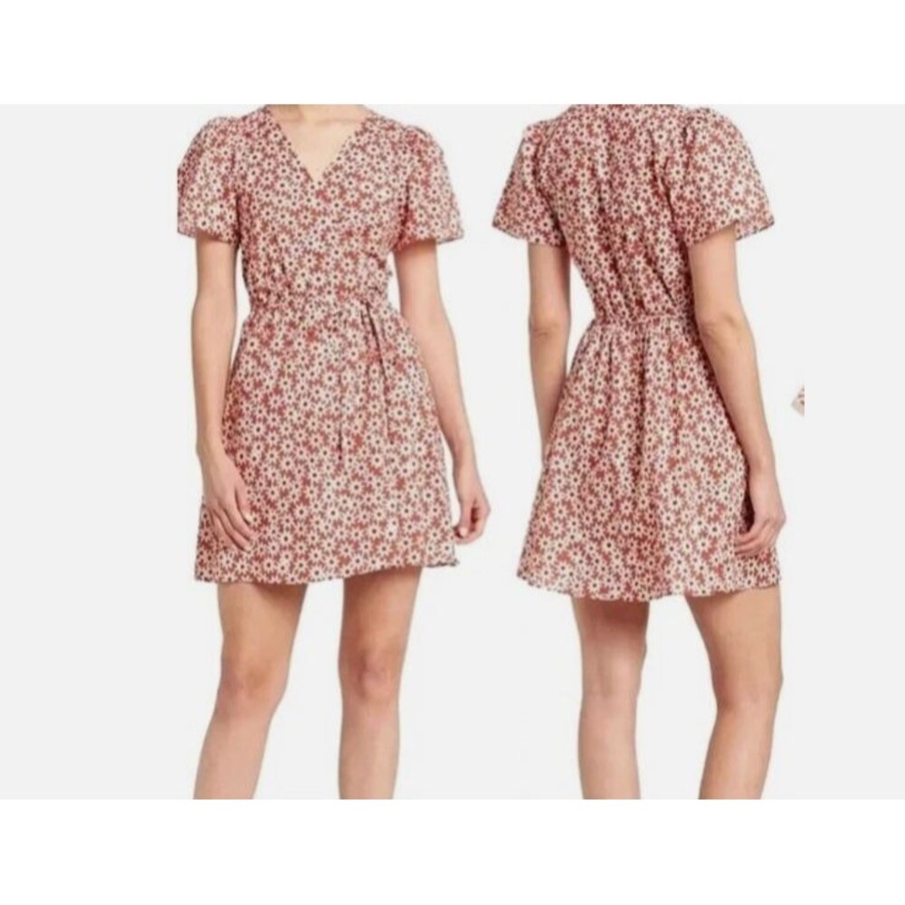 Madewell Pink Floral Wrap-Style Midi Dress